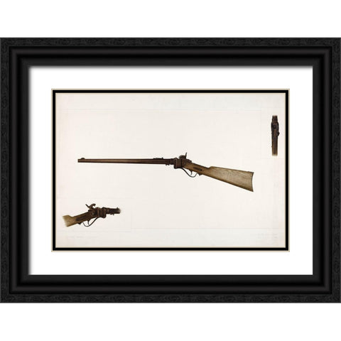 Sharps Rifle 1938 Black Ornate Wood Framed Art Print with Double Matting by Cheney, Clyde L.