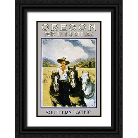 Southern Pacific Settler Brochure Black Ornate Wood Framed Art Print with Double Matting by Vintage Drawings