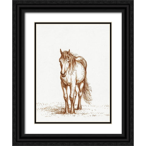 Standing Horse 1816 Black Ornate Wood Framed Art Print with Double Matting by Bernard, Jean