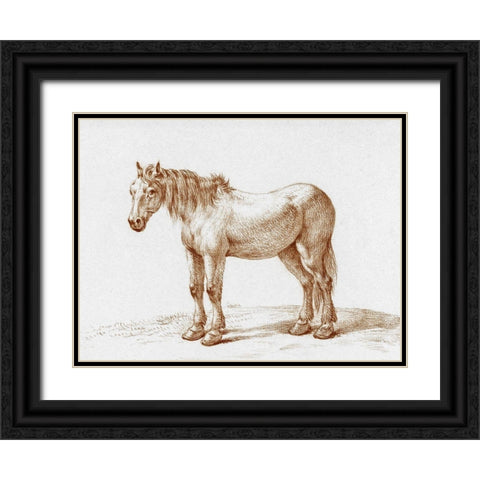 Standing Horse I Black Ornate Wood Framed Art Print with Double Matting by Bernard, Jean