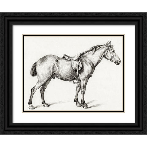 Standing Horse II Black Ornate Wood Framed Art Print with Double Matting by Bernard, Jean
