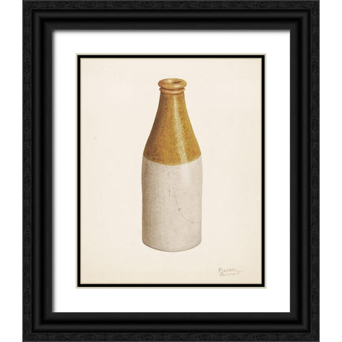 Stoneware Ink Bottle Black Ornate Wood Framed Art Print with Double Matting by Barnett, Richard