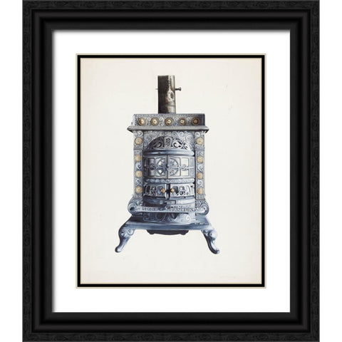 Stove 1937 Black Ornate Wood Framed Art Print with Double Matting by Heiberg, Einar