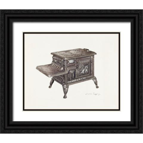 Stove 1940 Black Ornate Wood Framed Art Print with Double Matting by Erganian, Sarkis