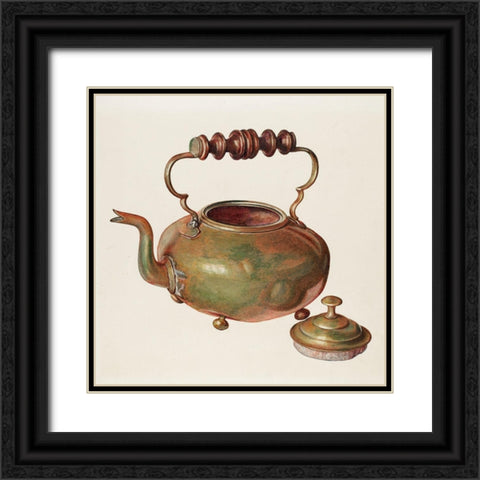 Tea Kettle 1941 Black Ornate Wood Framed Art Print with Double Matting by Rekucki, Michael