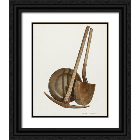 Tools 1935 Black Ornate Wood Framed Art Print with Double Matting by Campbell-Gerke, Rose