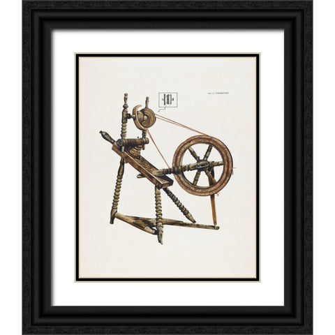 Toy Spinning Wheel 1937 Black Ornate Wood Framed Art Print with Double Matting by Praefke, Walter