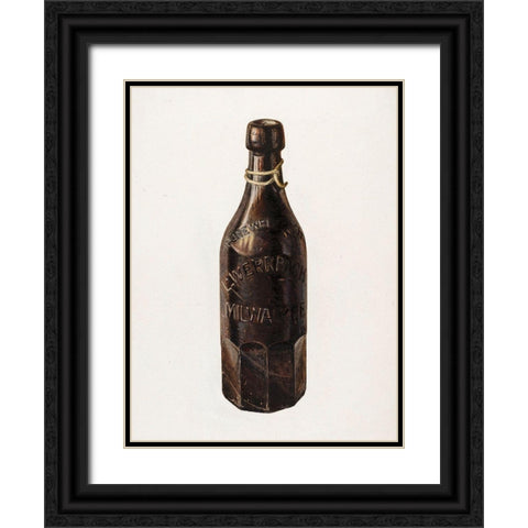 Weiss Beer Bottle 1939 Black Ornate Wood Framed Art Print with Double Matting by Stroh, Herman O.
