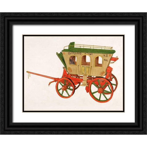 Wooden Model of Overland Stage 1937 Black Ornate Wood Framed Art Print with Double Matting by Chabot, Lucille