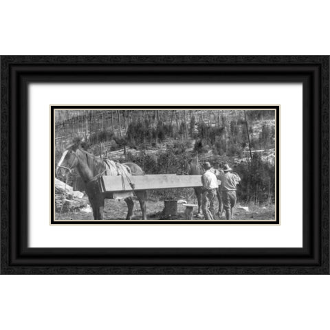 Packing Lumber Black Ornate Wood Framed Art Print with Double Matting by Vintage Photography