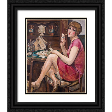 Queen of the Heart - Portrait of Lili Black Ornate Wood Framed Art Print with Double Matting by Wegener, Gerda