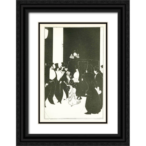 Yellow Book 1894 Vol.3 - Lady Golds Escort Black Ornate Wood Framed Art Print with Double Matting by Beardsley, Aubrey