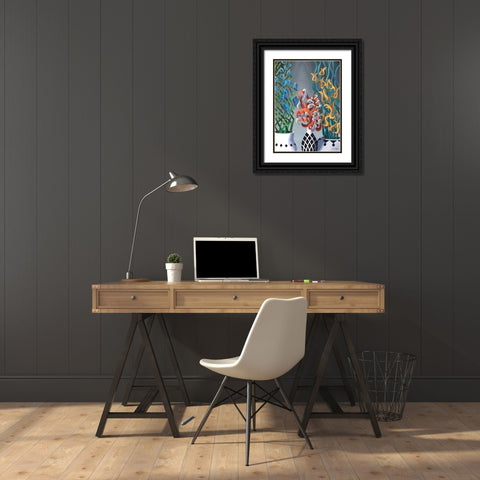 Dream Flowers VI Black Ornate Wood Framed Art Print with Double Matting by Wang, John Z.