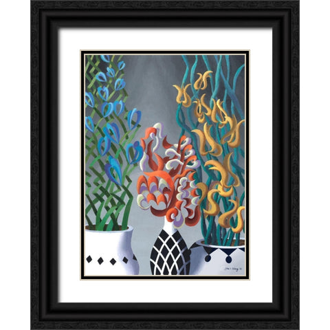 Dream Flowers VI Black Ornate Wood Framed Art Print with Double Matting by Wang, John Z.