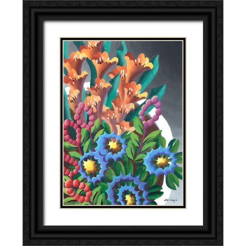 Dream Flowers VII Black Ornate Wood Framed Art Print with Double Matting by Wang, John Z.