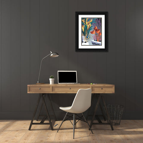 Dream Flowers VIII Black Ornate Wood Framed Art Print with Double Matting by Wang, John Z.