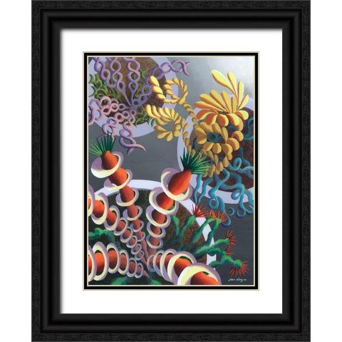 Dream Flowers IX Black Ornate Wood Framed Art Print with Double Matting by Wang, John Z.
