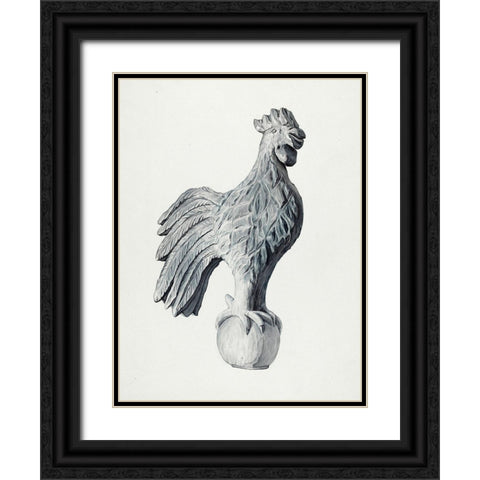 Cock Weather Vane Illustration Black Ornate Wood Framed Art Print with Double Matting by Merchant, Flora
