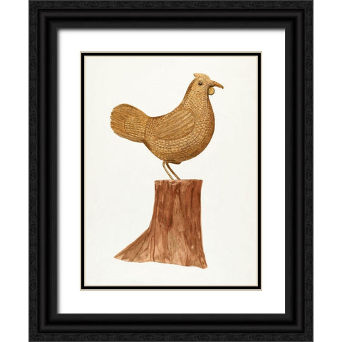 Little Wooden Hen Black Ornate Wood Framed Art Print with Double Matting by Bent, Mildred E.