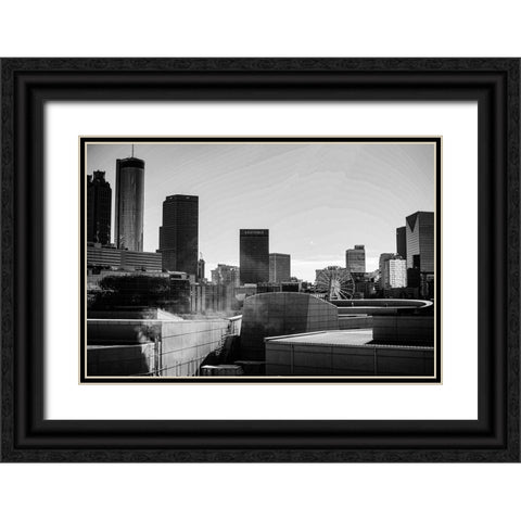 Skyscrapers and a Ferris Wheel in the Skyline of Atlanta-Georgia Black Ornate Wood Framed Art Print with Double Matting by Georgia Picture Archive