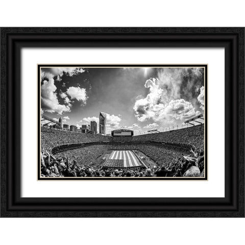 Carolina Panthers Military Appreciation Football Game Black Ornate Wood Framed Art Print with Double Matting by South Carolina Picture Archive