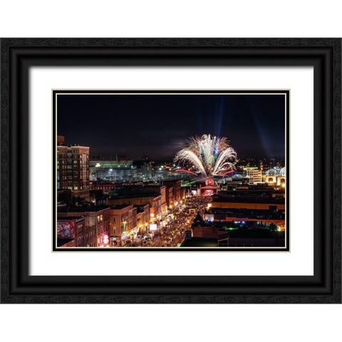 Broadway Nashville Tennessee Black Ornate Wood Framed Art Print with Double Matting by Tennessee Picture Archive