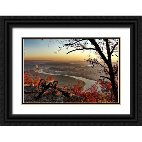 Chattanooga Overlook Tennessee Black Ornate Wood Framed Art Print with Double Matting by Tennessee Picture Archive