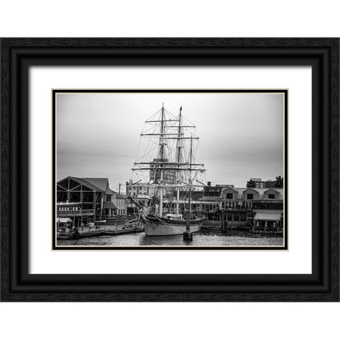 Galveston Texas Black Ornate Wood Framed Art Print with Double Matting by Texas Picture Archive