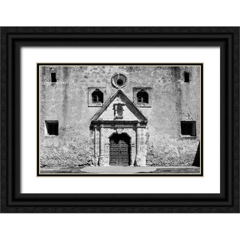 Mission Espada-San Antonio-Texas Black Ornate Wood Framed Art Print with Double Matting by Texas Picture Archive