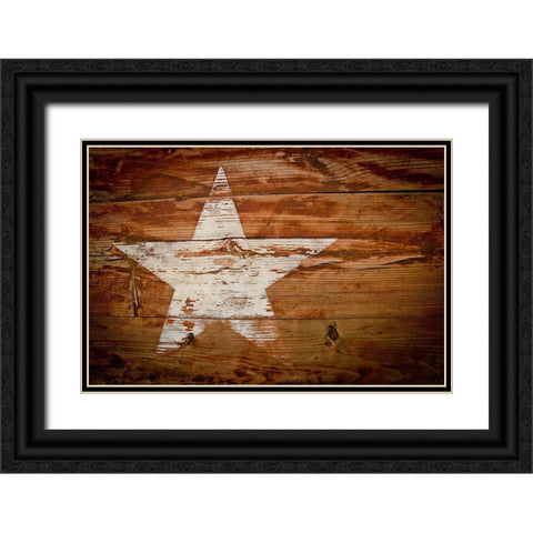 Texas White Star Black Ornate Wood Framed Art Print with Double Matting by Texas Picture Archive