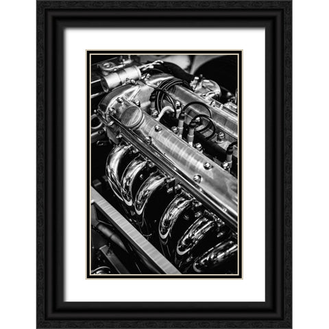 Classic Car Engine Black Ornate Wood Framed Art Print with Double Matting by Vintage Photo Archive