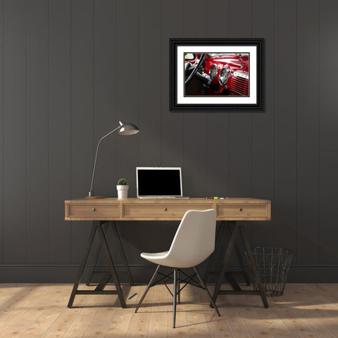 Red Classic Car Interior Black Ornate Wood Framed Art Print with Double Matting by Vintage Photo Archive