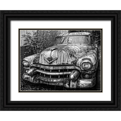 Rusty Classic Car Black Ornate Wood Framed Art Print with Double Matting by Vintage Photo Archive