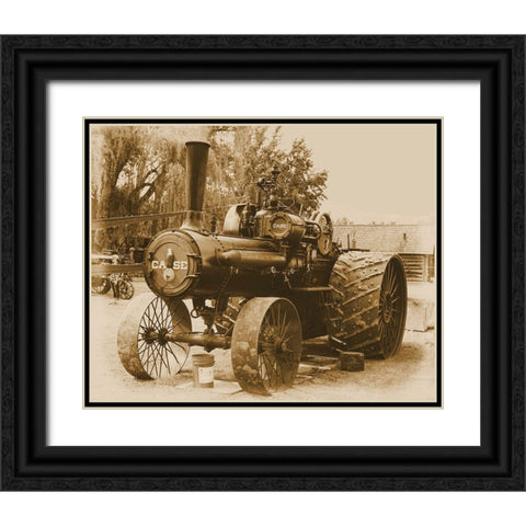 Steam Engine in Sepia Black Ornate Wood Framed Art Print with Double Matting by Vintage Photo Archive