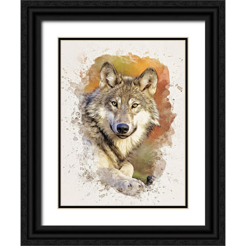 Gray Wolf Black Ornate Wood Framed Art Print with Double Matting by Alpenglow Workshop