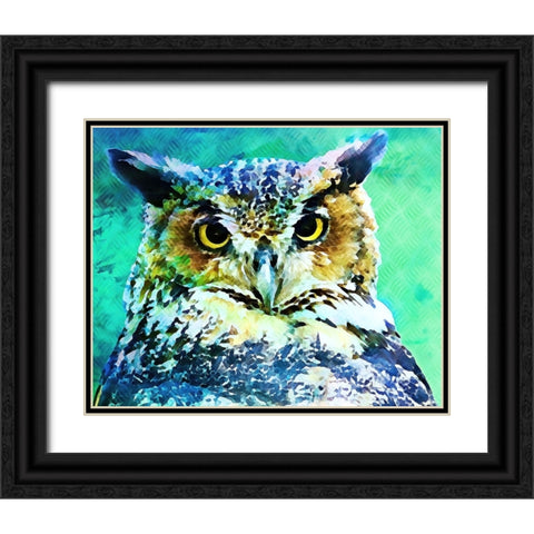 Great Horned Owl Black Ornate Wood Framed Art Print with Double Matting by Alpenglow Workshop