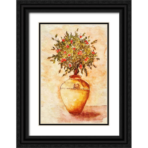 Potted Fruit Tree Black Ornate Wood Framed Art Print with Double Matting by Alpenglow Workshop