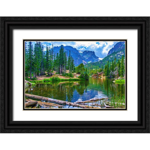 Dream Lake Black Ornate Wood Framed Art Print with Double Matting by Alpenglow Workshop