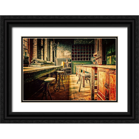 Olde Workshop Black Ornate Wood Framed Art Print with Double Matting by Alpenglow Workshop