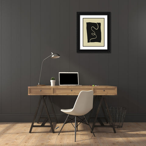 Beige Lines II Black Ornate Wood Framed Art Print with Double Matting by Alpenglow Workshop