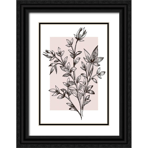 Botanical Branch Black Ornate Wood Framed Art Print with Double Matting by Alpenglow Workshop