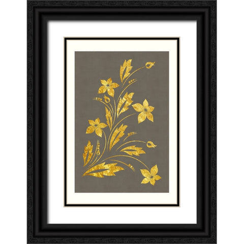 Golden Flowers Black Ornate Wood Framed Art Print with Double Matting by Alpenglow Workshop