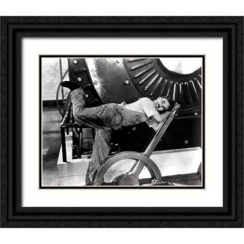Charlie Chaplin, Modern Times Black Ornate Wood Framed Art Print with Double Matting by Vintage Hollywood Archive