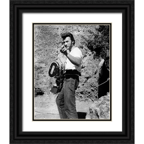 Clint Eastwood, in Mexico, 1969 Black Ornate Wood Framed Art Print with Double Matting by Vintage Hollywood Archive