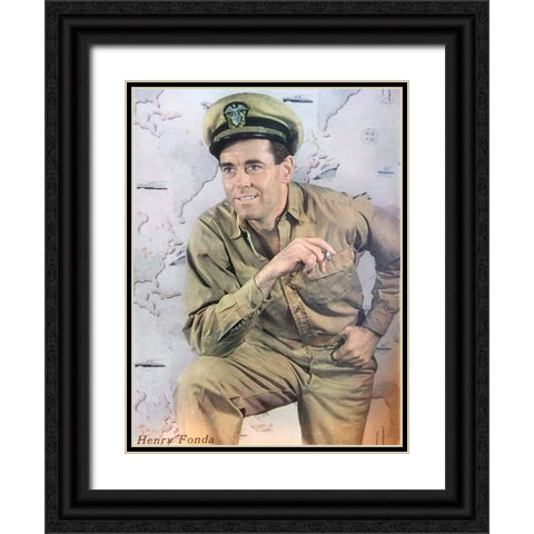 Henry Fonda as Mr. Roberts, 1948 Black Ornate Wood Framed Art Print with Double Matting by Vintage Hollywood Archive