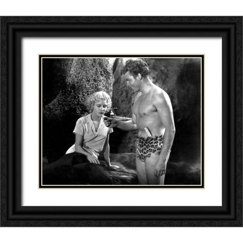 Jacqueline Wells, Buster Crabbe, Tarzan the Fearless, 1933 Black Ornate Wood Framed Art Print with Double Matting by Vintage Hollywood Archive