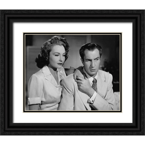 Lynn Bari, Vincent Price, Shock Black Ornate Wood Framed Art Print with Double Matting by Vintage Hollywood Archive