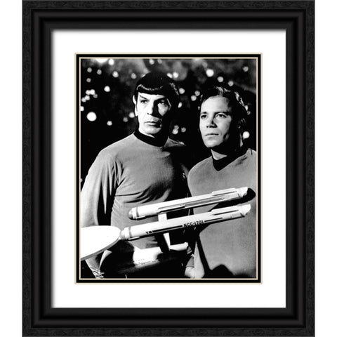 Leonard Nimoy, William Shatner, Star Trek, 1968 Black Ornate Wood Framed Art Print with Double Matting by Vintage Hollywood Archive