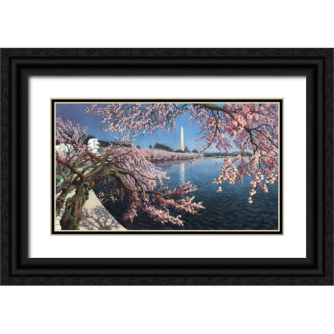 Washington Chronicle Tidal Basin Black Ornate Wood Framed Art Print with Double Matting by Wang, John Z.