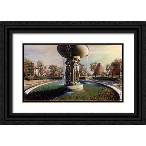 Washington Chronicle Dupont Circle Black Ornate Wood Framed Art Print with Double Matting by Wang, John Z.